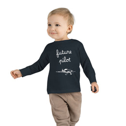 Future Pilot Toddler Long Sleeve Tee - Cute Aviation Graphic Shirt