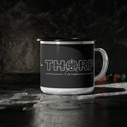 Hand Drawn Thorp and Thorp Graphic Airplane Enamel Camp Cup