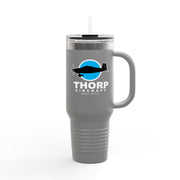 Thorp Aircraft Logo with Wireframe Top View 40oz Insulated Travel Mug - Perfect for Adventures & Daily Commutes