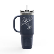 Thorp Aircraft Logo with Wireframe Top View 40oz Insulated Travel Mug - Perfect for Adventures & Daily Commutes