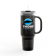 Thorp Aircraft Logo with Wireframe Top View 40oz Insulated Travel Mug - Perfect for Adventures & Daily Commutes