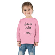 Future Pilot Toddler Long Sleeve Tee - Cute Aviation Graphic Shirt