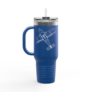Thorp Aircraft Logo with Wireframe Top View 40oz Insulated Travel Mug - Perfect for Adventures & Daily Commutes