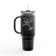 Thorp Aircraft Logo with Wireframe Top View 40oz Insulated Travel Mug - Perfect for Adventures & Daily Commutes