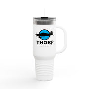 Thorp Aircraft Logo with Wireframe Top View 40oz Insulated Travel Mug - Perfect for Adventures & Daily Commutes