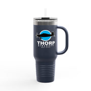 Thorp Aircraft Logo with Wireframe Top View 40oz Insulated Travel Mug - Perfect for Adventures & Daily Commutes