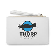 Aviation-Themed Clutch Bag - Thorp Aircraft Logo and Wireframe Top View