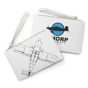 Aviation-Themed Clutch Bag - Thorp Aircraft Logo and Wireframe Top View