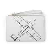 Aviation-Themed Clutch Bag - Thorp Aircraft Logo and Wireframe Top View