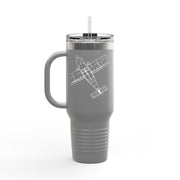 Thorp Aircraft Logo with Wireframe Top View 40oz Insulated Travel Mug - Perfect for Adventures & Daily Commutes